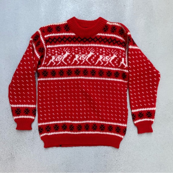 Dale of Norway Christmas Reindeer Black white red Sweater size small 40 - Picture 1 of 13